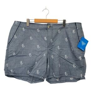 Columbia PFG Shorts Womens 18W Blue Mermaids Printed Fishing Summer Outdoors